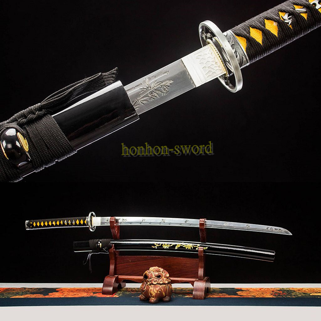 Functional 1095 High Carbon Steel Katana Japanese Samurai Sword Full Tang Sword Black