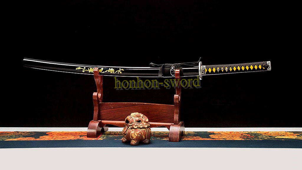 Functional 1095 High Carbon Steel Katana Japanese Samurai Sword Full Tang Sword Black