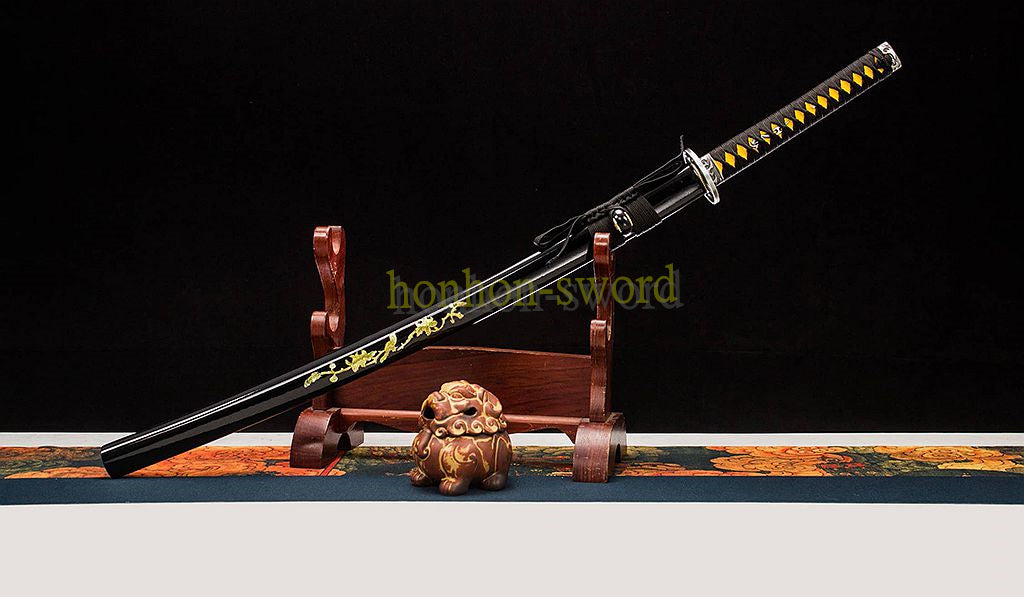 Functional 1095 High Carbon Steel Katana Japanese Samurai Sword Full Tang Sword Black