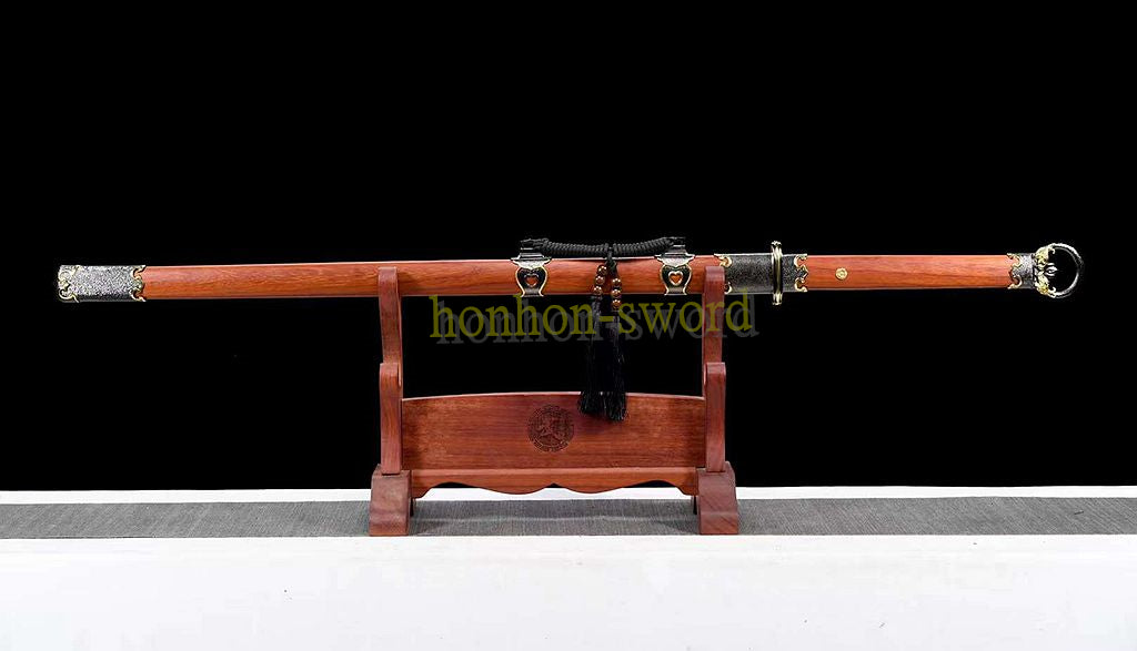 L6 Steel Mirror Polished Tang Dynasty Dao 唐刀 Chinese Dao Sword Hand Forge for Battle Rosewood