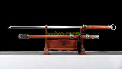 L6 Steel Mirror Polished Tang Dynasty Dao 唐刀 Chinese Dao Sword Hand Forge for Battle Rosewood