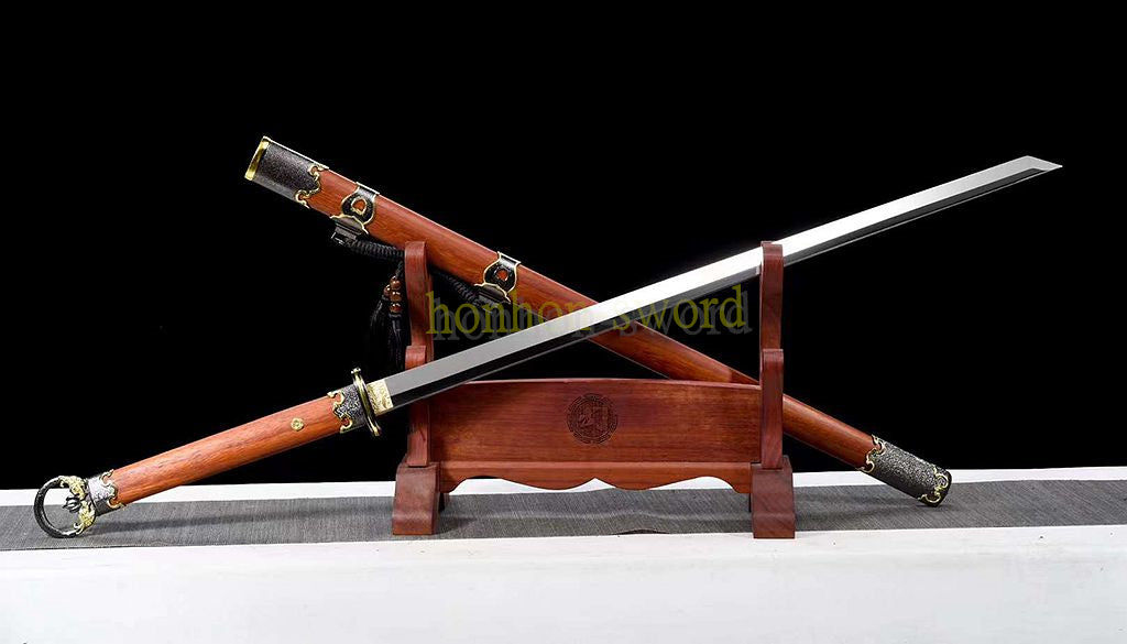 L6 Steel Mirror Polished Tang Dynasty Dao 唐刀 Chinese Dao Sword Hand Forge for Battle Rosewood