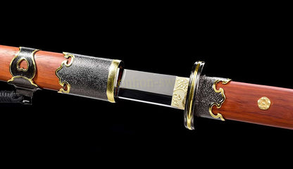 L6 Steel Mirror Polished Tang Dynasty Dao 唐刀 Chinese Dao Sword Hand Forge for Battle Rosewood