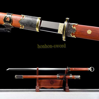 L6 Steel Mirror Polished Tang Dynasty Dao 唐刀 Chinese Dao Sword Hand Forge for Battle Rosewood