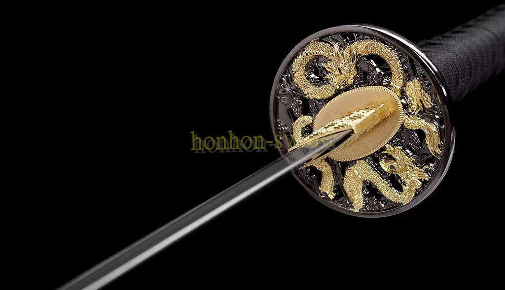 1095 High Carbon Steel Katana Japanese Samurai Sword Full Tang Sword Black Dragon