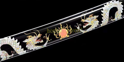 1095 High Carbon Steel Katana Japanese Samurai Sword Full Tang Sword Black Dragon
