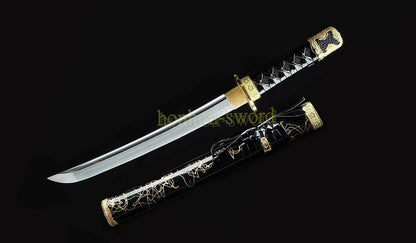 1095 High Carbon Steel Tanto Japanese Samurai Short Sword Full Tang Black