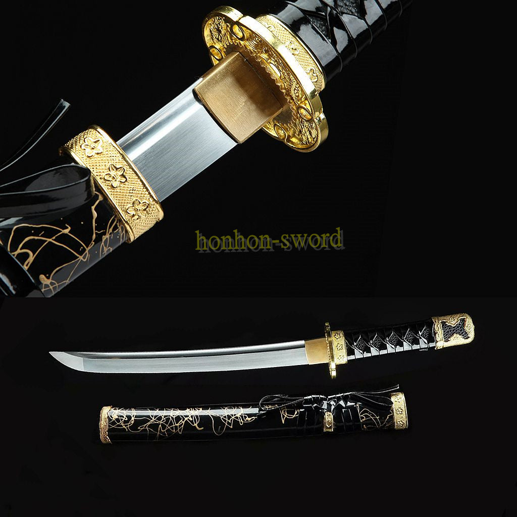 1095 High Carbon Steel Tanto Japanese Samurai Short Sword Full Tang Black