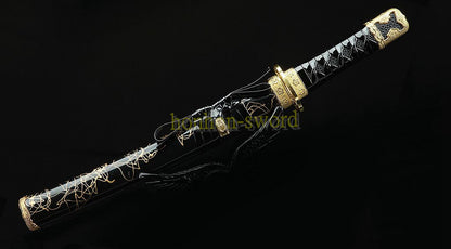 1095 High Carbon Steel Tanto Japanese Samurai Short Sword Full Tang Black