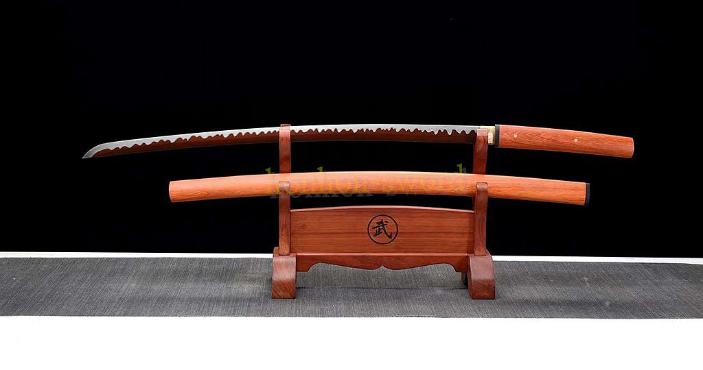 1095 High Carbon Steel Shirasaya Japanese Samurai Sword Full Tang Sword Red Wood