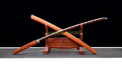 1095 High Carbon Steel Shirasaya Japanese Samurai Sword Full Tang Sword Red Wood