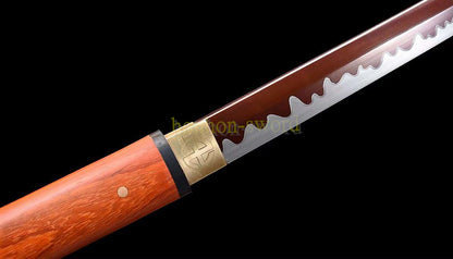 1095 High Carbon Steel Shirasaya Japanese Samurai Sword Full Tang Sword Red Wood