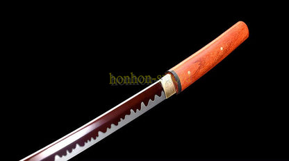 1095 High Carbon Steel Shirasaya Japanese Samurai Sword Full Tang Sword Red Wood