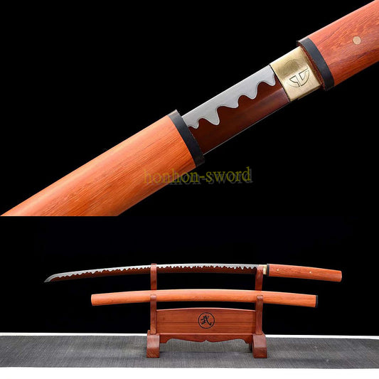 1095 High Carbon Steel Shirasaya Japanese Samurai Sword Full Tang Sword Red Wood