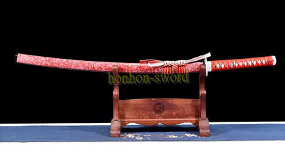 1095 Kohlenstoffstahl Katana Blaue Klinge Japanisches Samurai-Schwert Full Tang Schwarz 