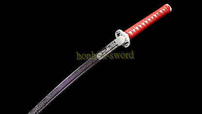 1095 Kohlenstoffstahl Katana Blaue Klinge Japanisches Samurai-Schwert Full Tang Schwarz 