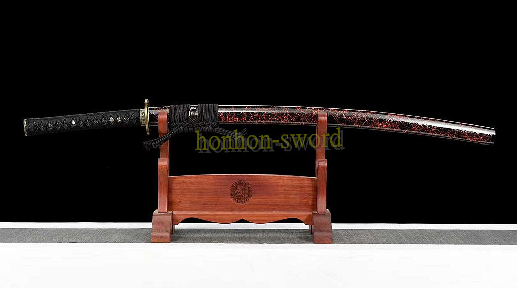 Katana à lame bleue en acier à haute teneur en carbone 1095, épée de samouraï japonais, épée complète noire 
