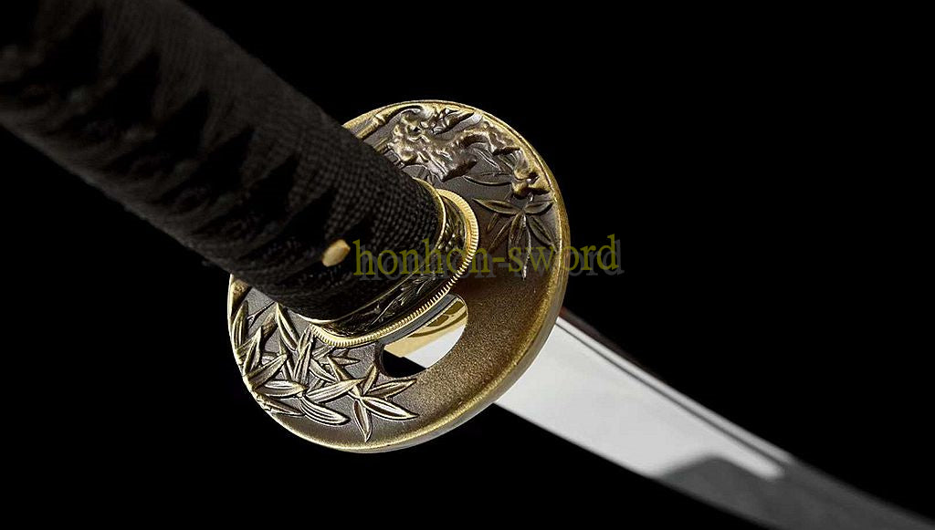 Katana à lame bleue en acier à haute teneur en carbone 1095, épée de samouraï japonais, épée complète noire 