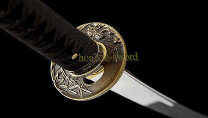 Katana à lame bleue en acier à haute teneur en carbone 1095, épée de samouraï japonais, épée complète noire 
