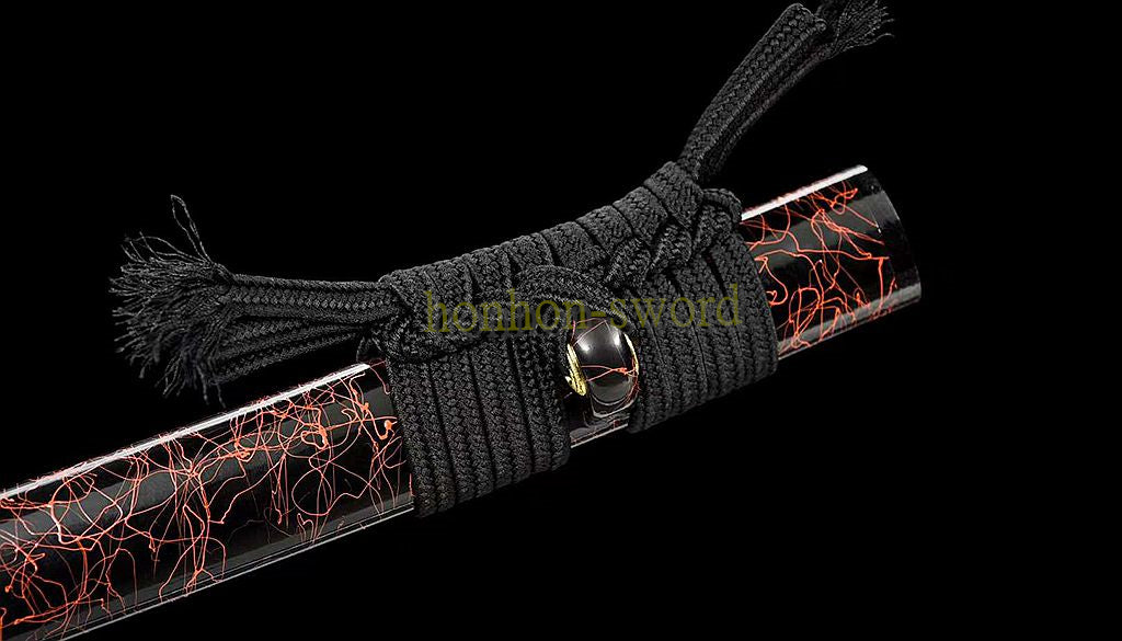 Katana à lame bleue en acier à haute teneur en carbone 1095, épée de samouraï japonais, épée complète noire 