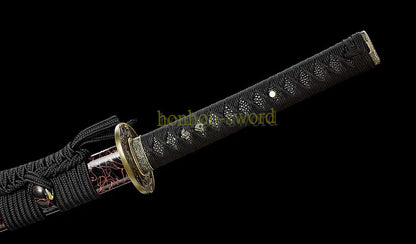 Katana à lame bleue en acier à haute teneur en carbone 1095, épée de samouraï japonais, épée complète noire 