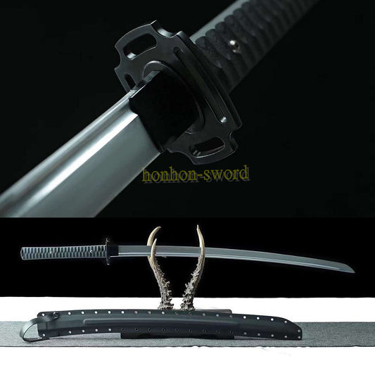 Outdoor High Manganese Steel Katana Japanese Tactical Sword Full Tang Battle Ready Black