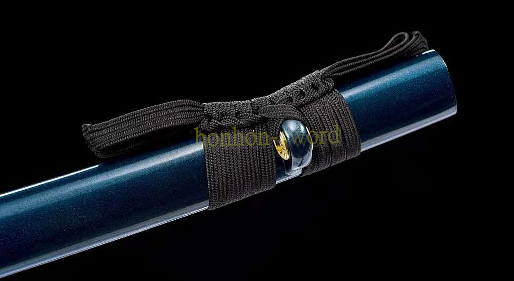 L6 Steel Mirror Polished Katana Japanese Samurai Sword Hand Forge for Battle Blue