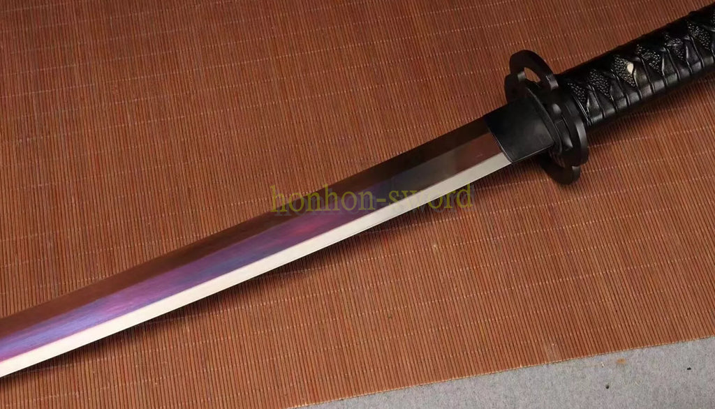 51inch 1095 High Carbon Steel Nodachi Japanese Samurai Sword Full Tang Sword Purple Blade