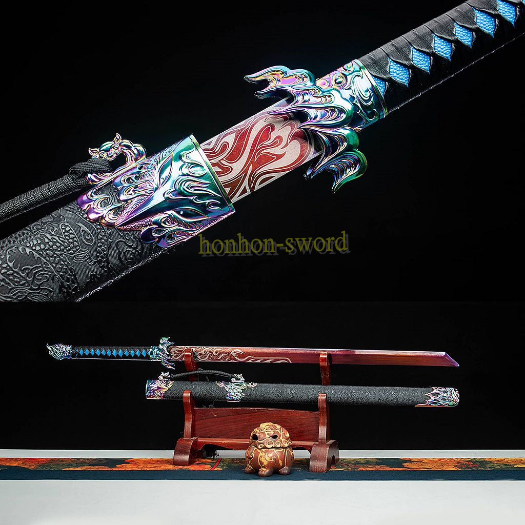 High Manganese Steel Tang Dynasty Dao 唐刀 Chinese Dao Sword Full Tang Battle Ready Red Blade