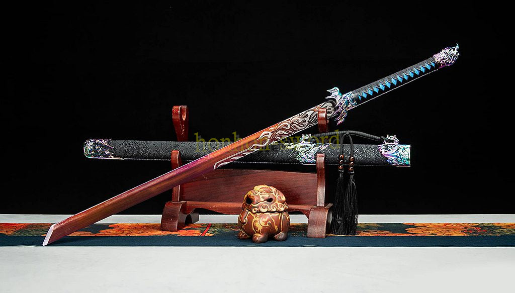 High Manganese Steel Tang Dynasty Dao 唐刀 Chinese Dao Sword Full Tang Battle Ready Red Blade