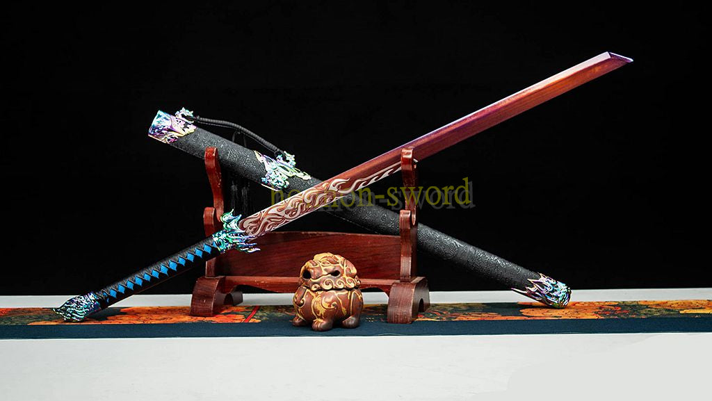 High Manganese Steel Tang Dynasty Dao 唐刀 Chinese Dao Sword Full Tang Battle Ready Red Blade