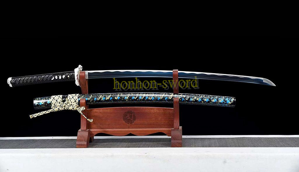 1095 High Carbon Steel Katana Japanese Samurai Sword Full Tang Sword Blue Blade