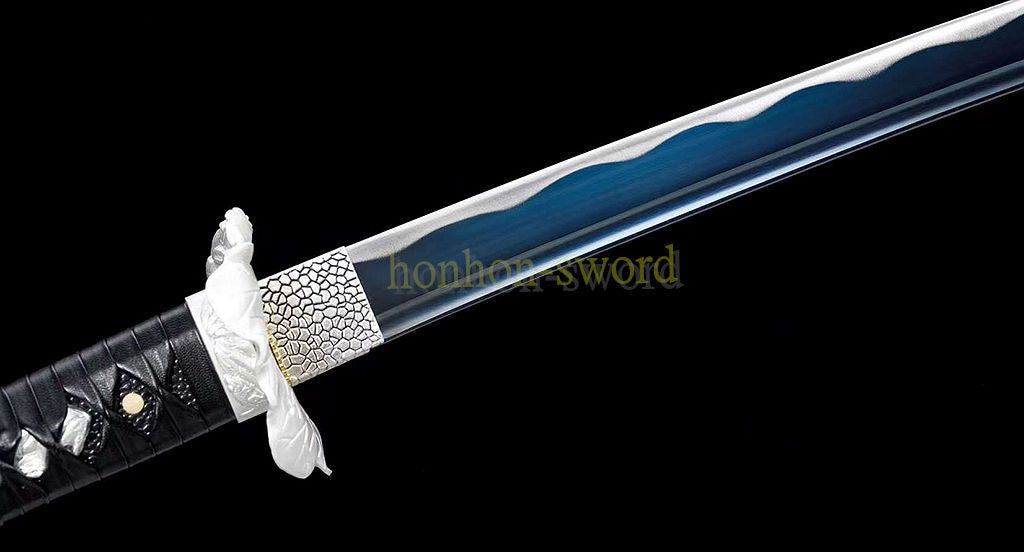 1095 High Carbon Steel Katana Japanese Samurai Sword Full Tang Sword Blue Blade