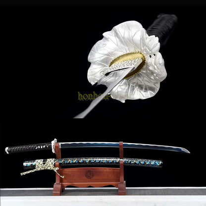 1095 High Carbon Steel Katana Japanese Samurai Sword Full Tang Sword Blue Blade