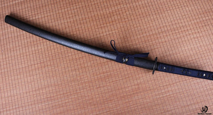 1095 Kohlenstoffstahl Katana Blaue Klinge Japanisches Samurai-Schwert Full Tang Schwarz 