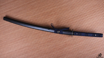 1095 Kohlenstoffstahl Katana Blaue Klinge Japanisches Samurai-Schwert Full Tang Schwarz 