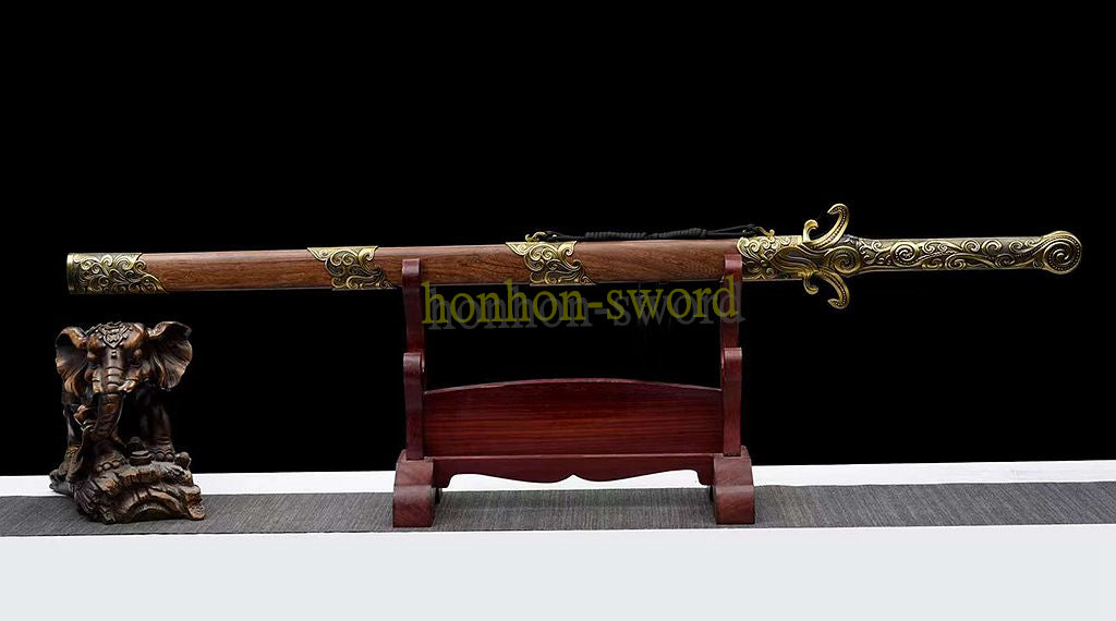 High Manganese Steel Han Jian Chinese Jian Sword Full Tang Battle Ready Rosewood