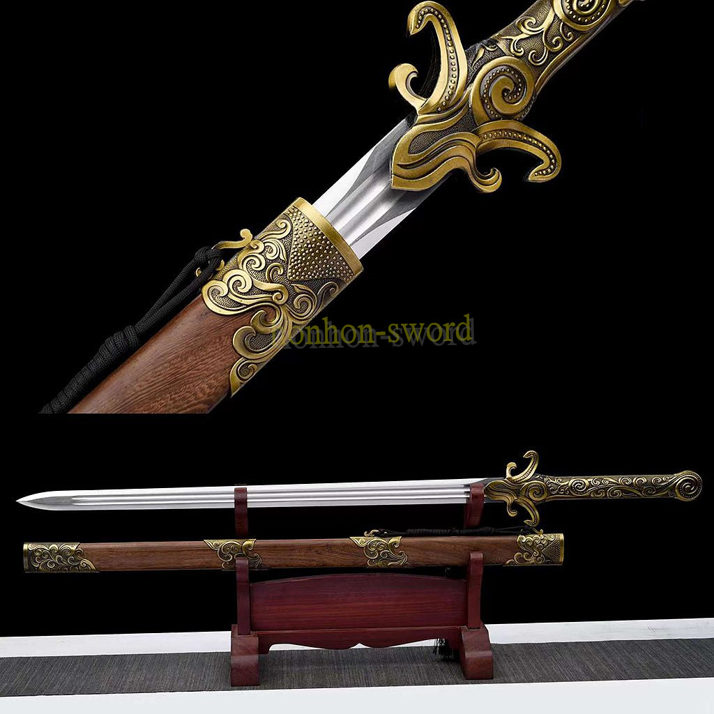 High Manganese Steel Han Jian Chinese Jian Sword Full Tang Battle Ready Rosewood