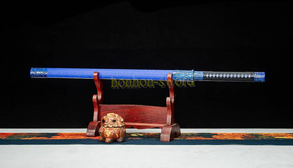 High Manganese Steel Han Jian Chinese Jian Sword Full Tang Battle Ready Blue Blade