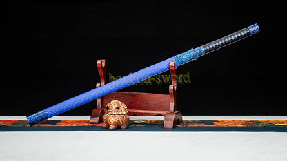 High Manganese Steel Han Jian Chinese Jian Sword Full Tang Battle Ready Blue Blade