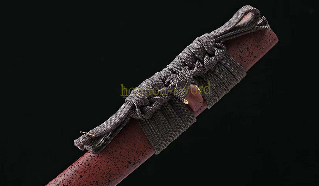 T10 Kohlenstoffstahl Katana Japanisches Samurai-Schwert Iron Dragon Full Tang Schwert Rot 