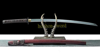 T10 Kohlenstoffstahl Katana Japanisches Samurai-Schwert Iron Dragon Full Tang Schwert Rot 