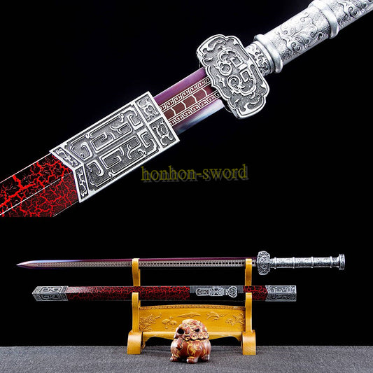 High Manganese Steel Han Jian Chinese Jian Sword Full Tang Battle Ready Purple Blade