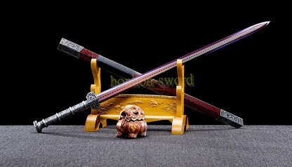 Épée chinoise Han Jian en acier à haute teneur en manganèse, lame violette prête pour la bataille 