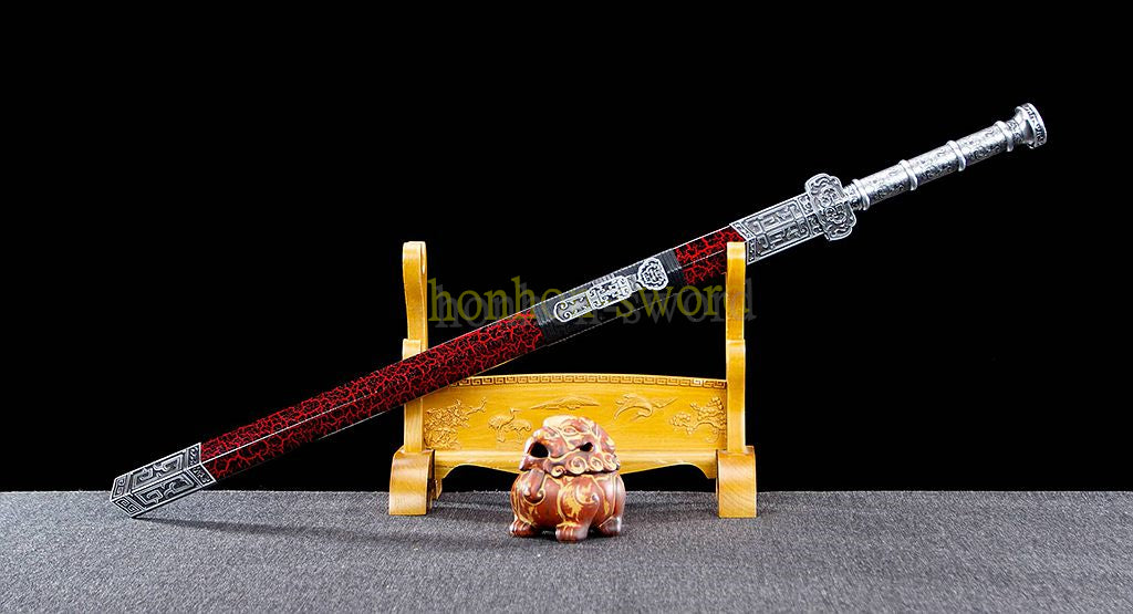 Épée chinoise Han Jian en acier à haute teneur en manganèse, lame violette prête pour la bataille 