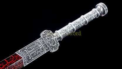 Épée chinoise Han Jian en acier à haute teneur en manganèse, lame violette prête pour la bataille 