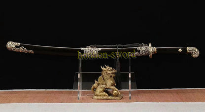 L6 Steel Qing Dao Chinese Dao Sword 绣春刀 Full Tang Battle Ready Black Mirror Polished