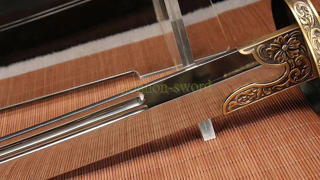 L6 Steel Qing Dao Chinese Dao Sword 绣春刀 Full Tang Battle Ready Black Mirror Polished