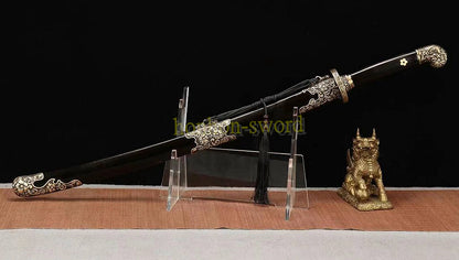 L6 Steel Qing Dao Chinese Dao Sword 绣春刀 Full Tang Battle Ready Black Mirror Polished