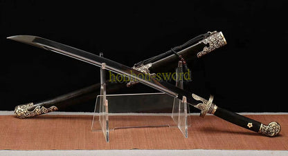 L6 Steel Qing Dao Chinese Dao Sword 绣春刀 Full Tang Battle Ready Black Mirror Polished